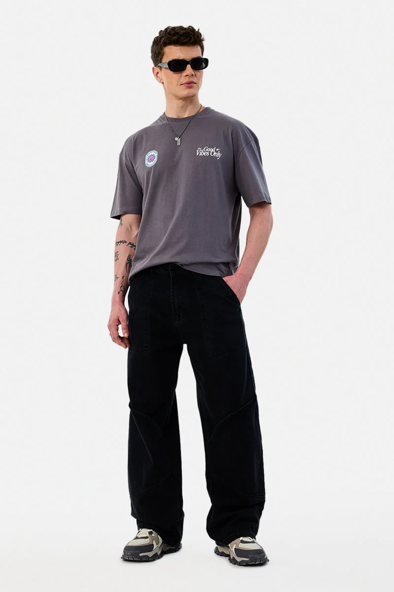 SNITCH Black Baggy Cargo Pants